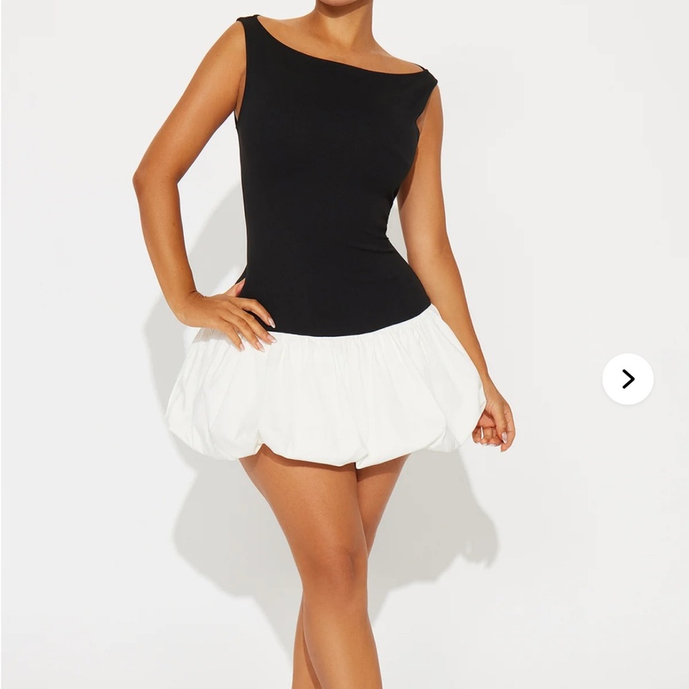 Black and White Bubble Hem Dress
